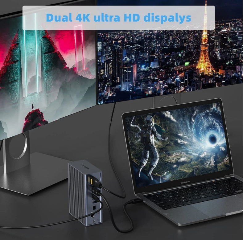 16-in-1 Thunderbolt 3 Docking Station met 40 Gbps snelheid DP1.4 Output en 65W PD Charging