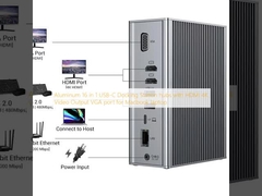 Aluminium 16 in 1 USB-C Docking Station hubs met HDMI 4K Video Output VGA-poort voor Macbook laptop